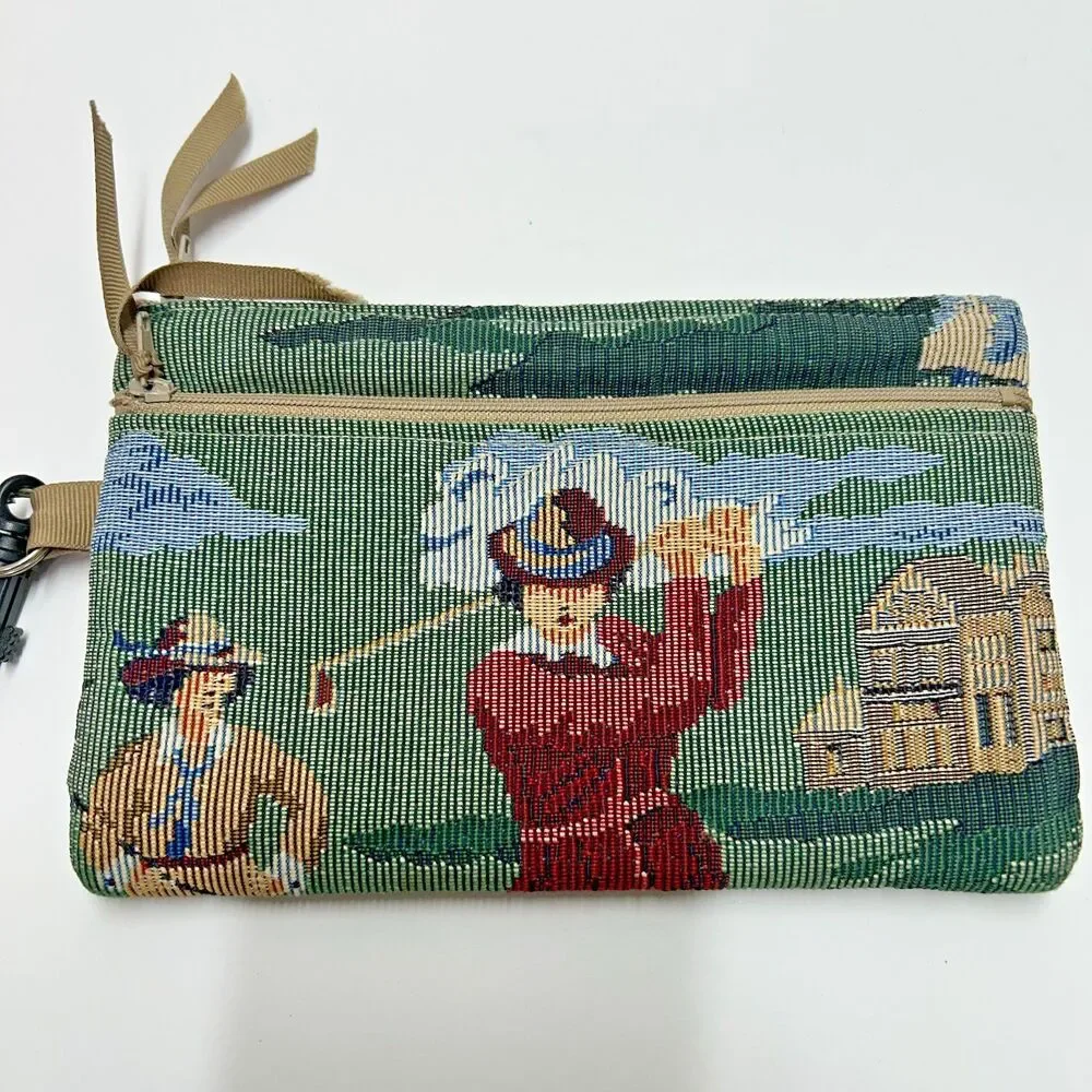VTG Tapestry Golfer Tapestry Pouch Makeup Case Designs By Sandra USA Handcrafted